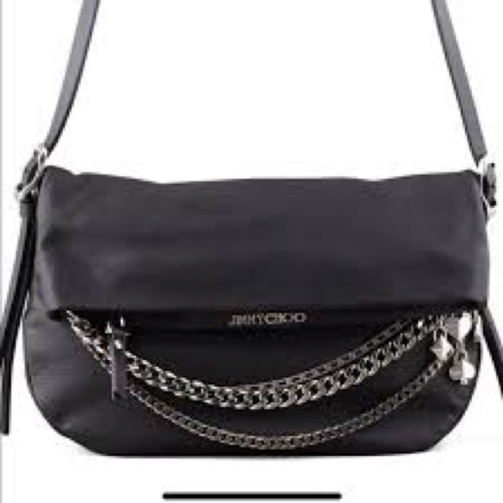 Jimmy Choo Black Leather Big Shoulder Bag